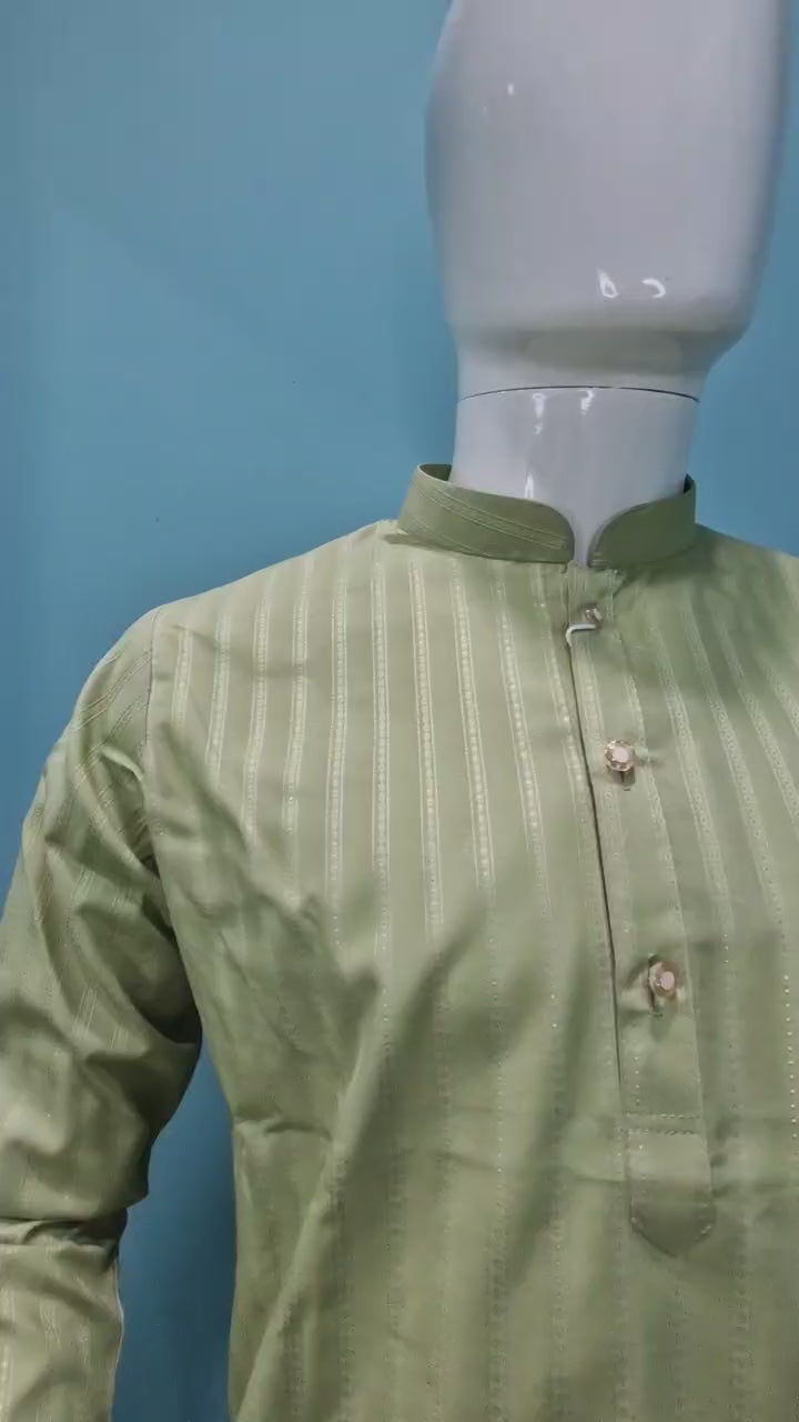 Men's Classic Kurta with Embroidered Pinstripes (1300)