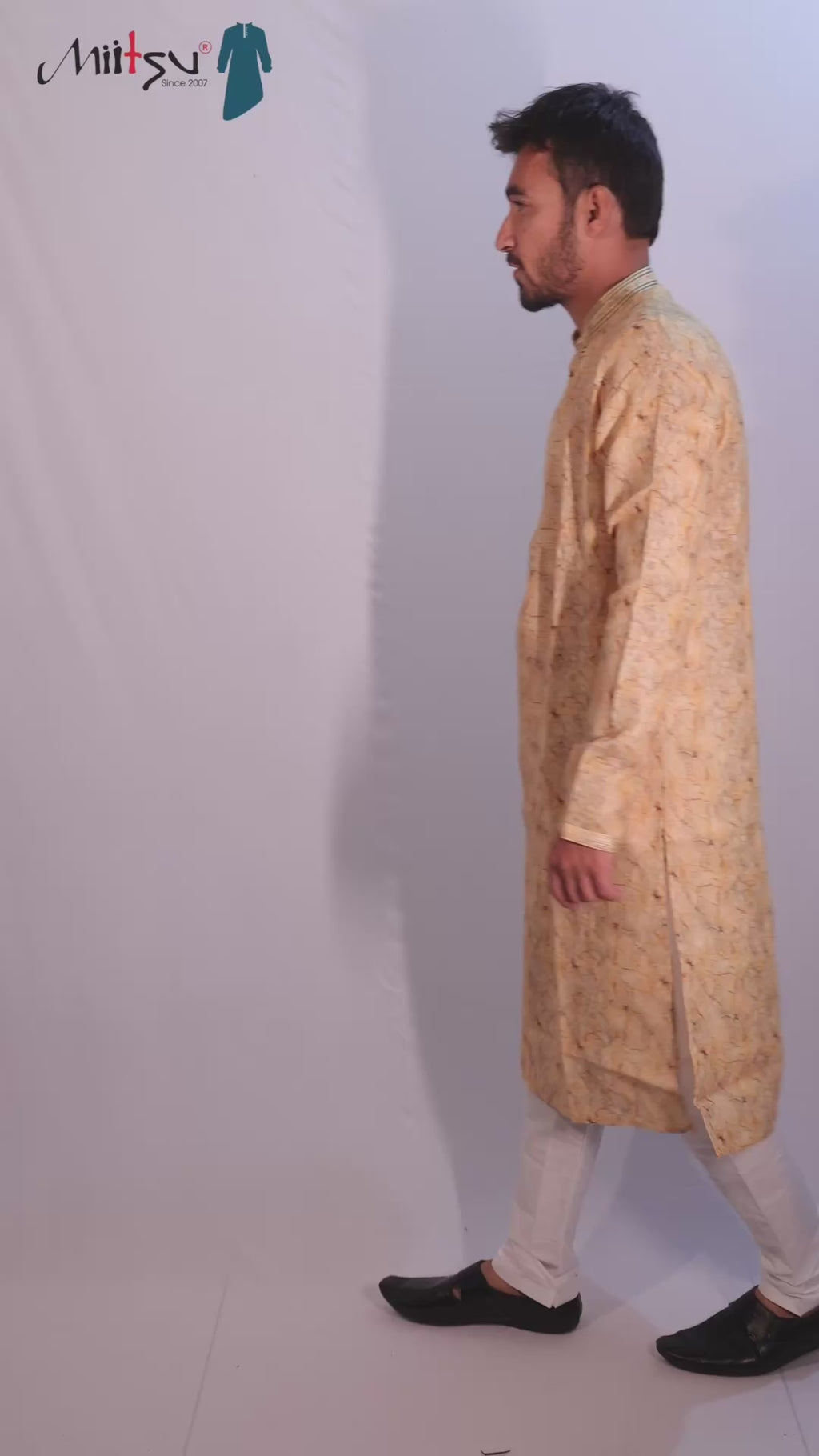 Elegant Golden Printed Kurta (1348)