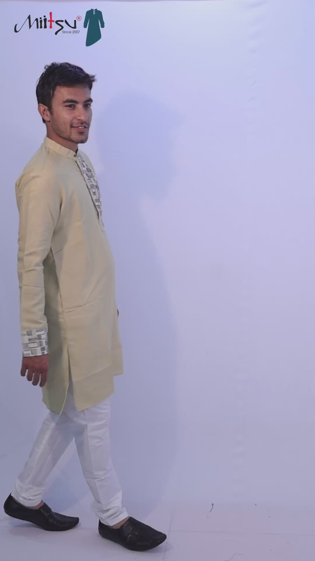 Elegant Beige Kurta with Geometric Printed Accents (281)