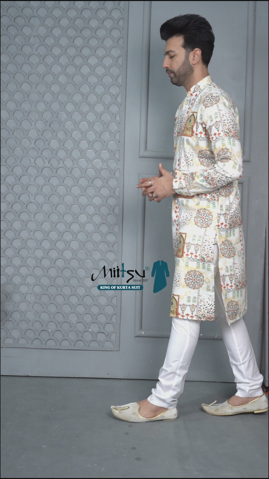 Cream Heritage Motif Print Kurta (20155)