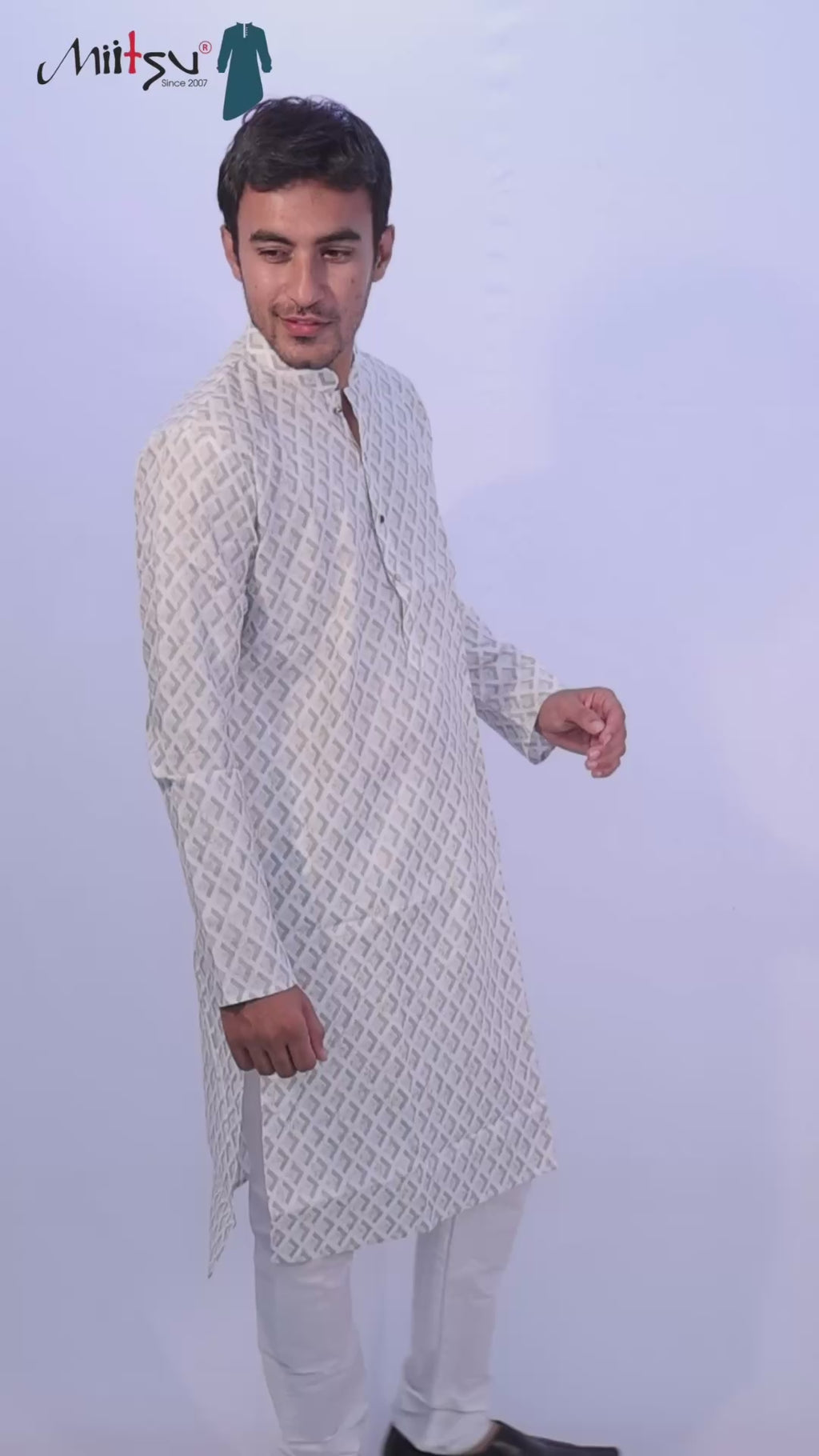 Regal Ivory Geometric Kurta (50056)