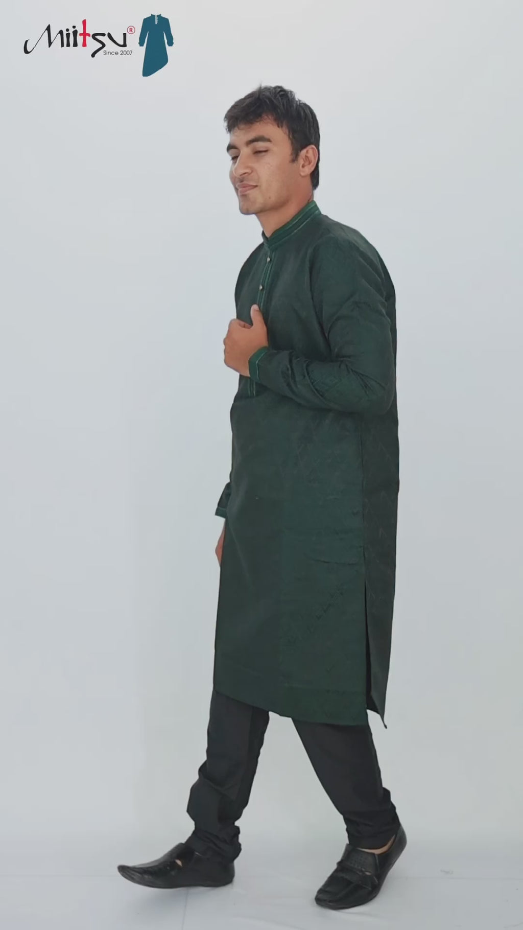 Men’s Deep Emerald Textured Kurta Set  (60022)
