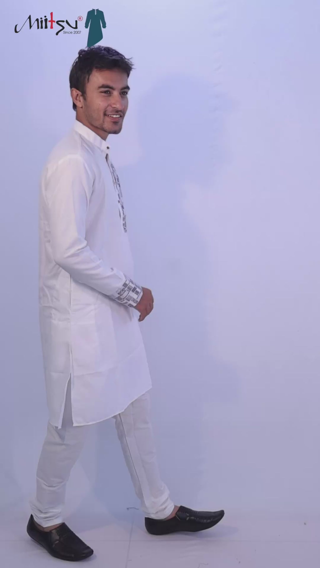 Pure White Kurta with Minimalist Printed Detailing (281)