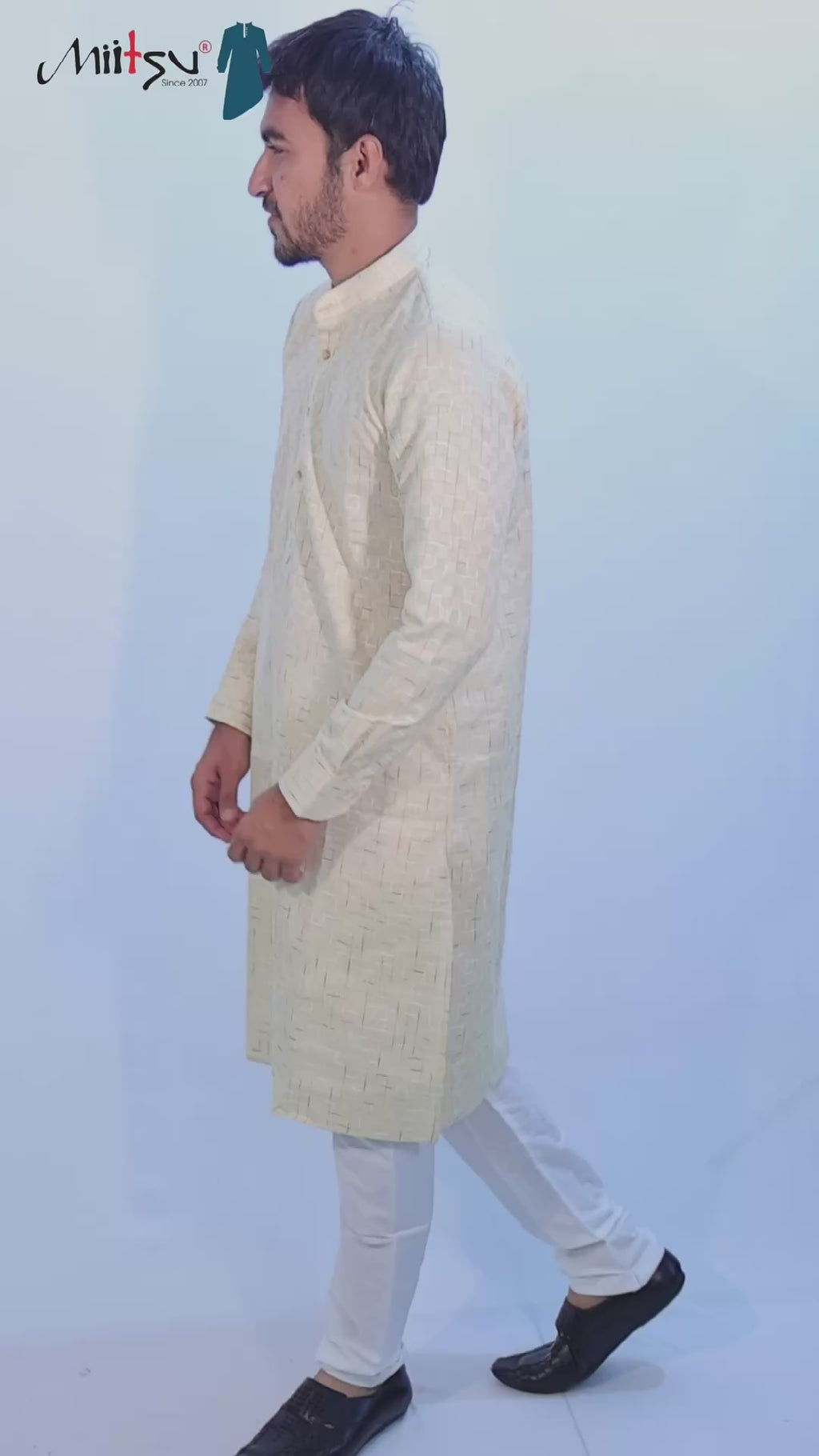 Yellow Grid Textured Kurta(9943)
