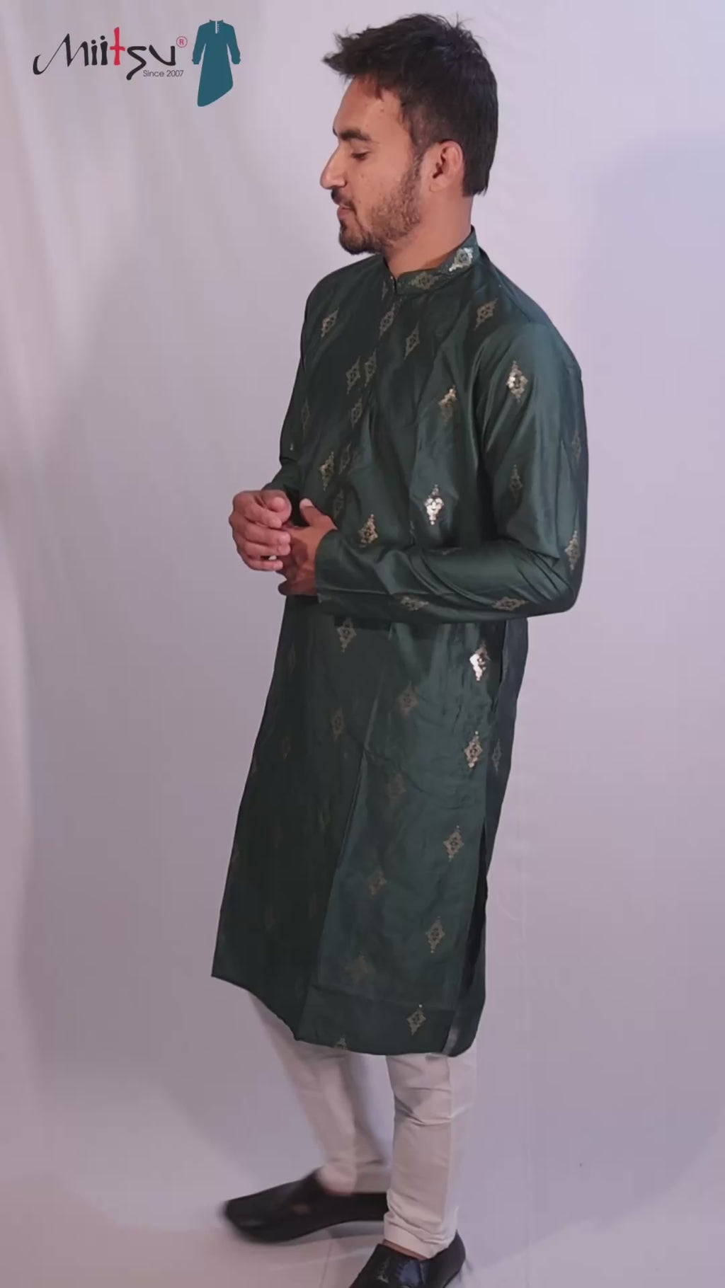 Emerald Elegance Lilen Kurta
 (10086)