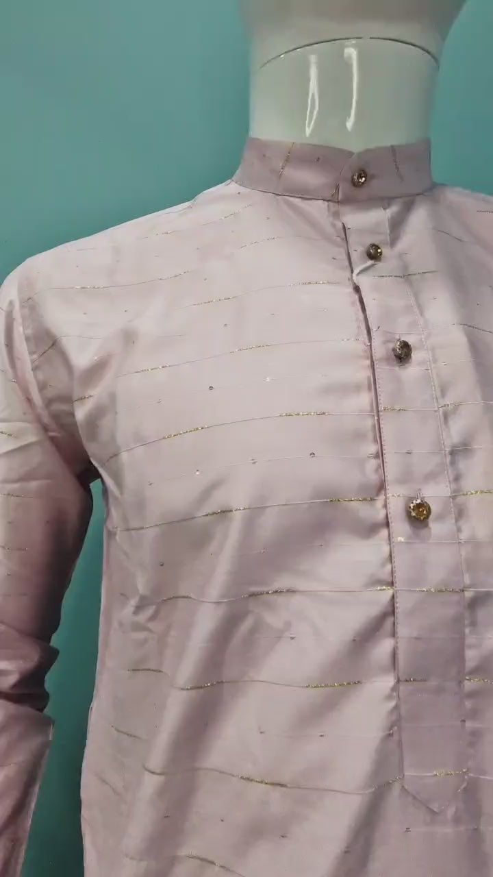 Men's Premium Kurta with Metallic Pinstripes and Jewel Buttons(3210/50)