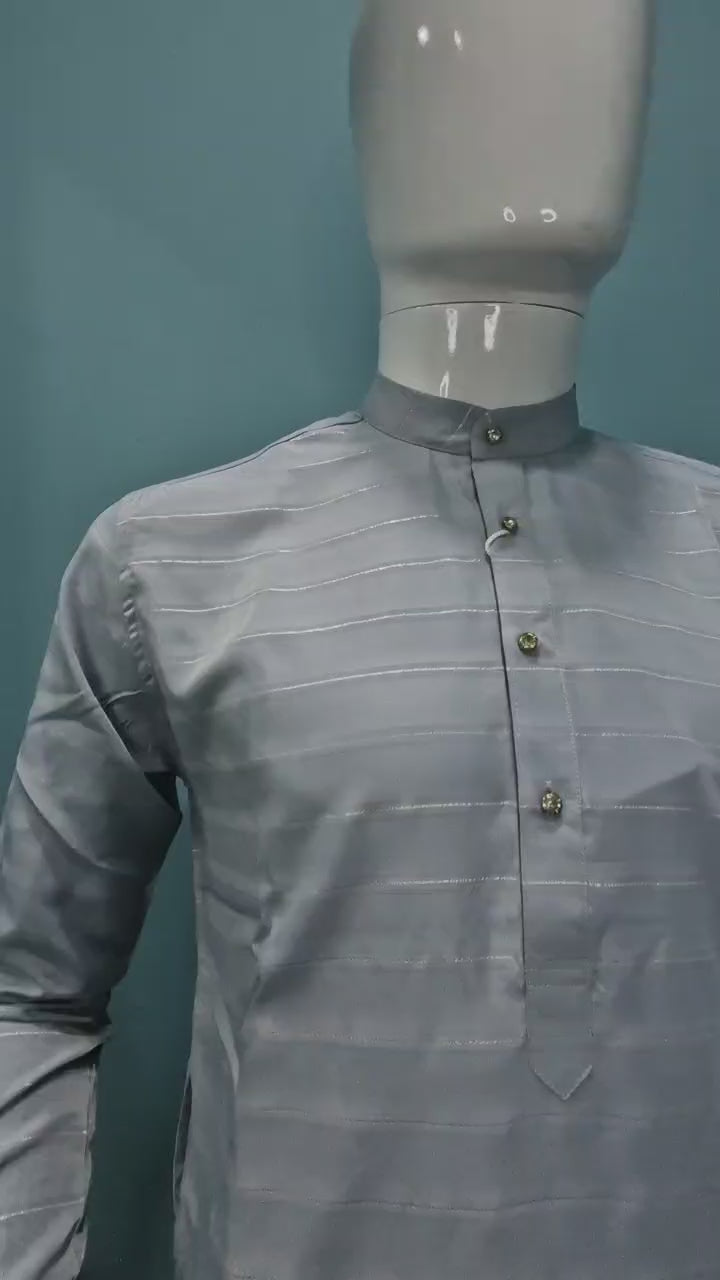 Men's Premium Kurta with Metallic Pinstripes and Jewel Buttons(3210/50)