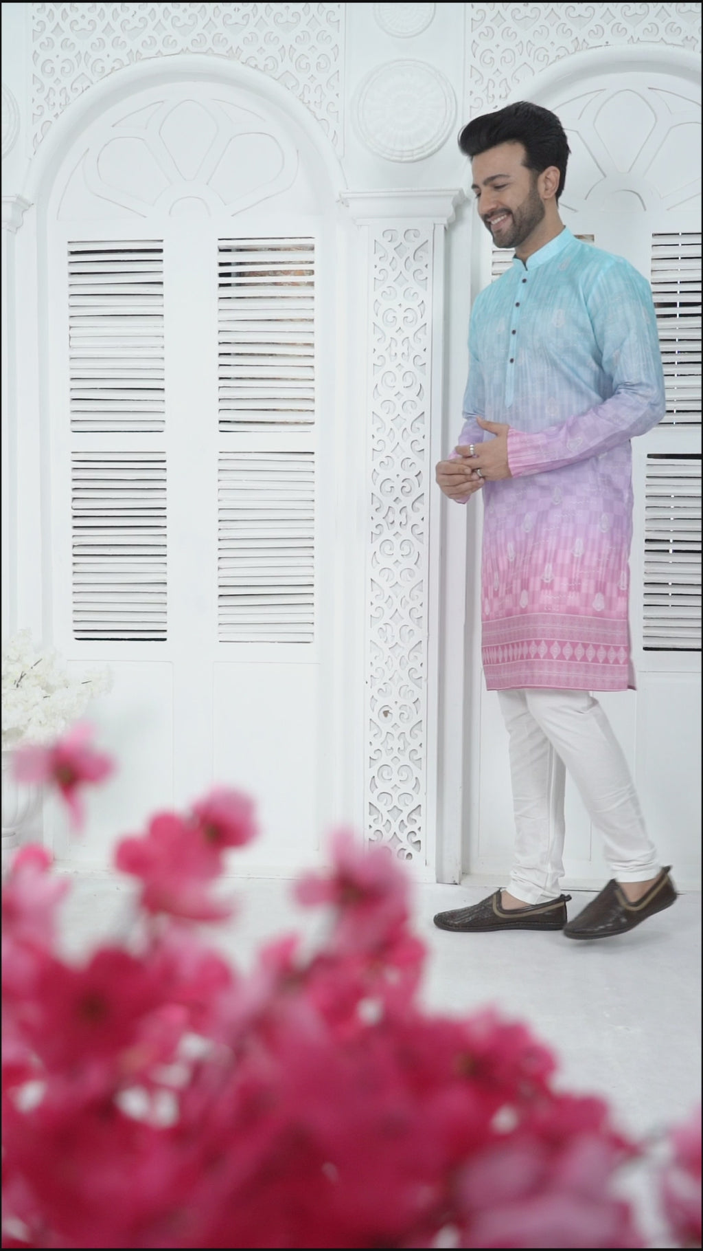 Sky Blush Ombre Jacquard Kurta (4583)