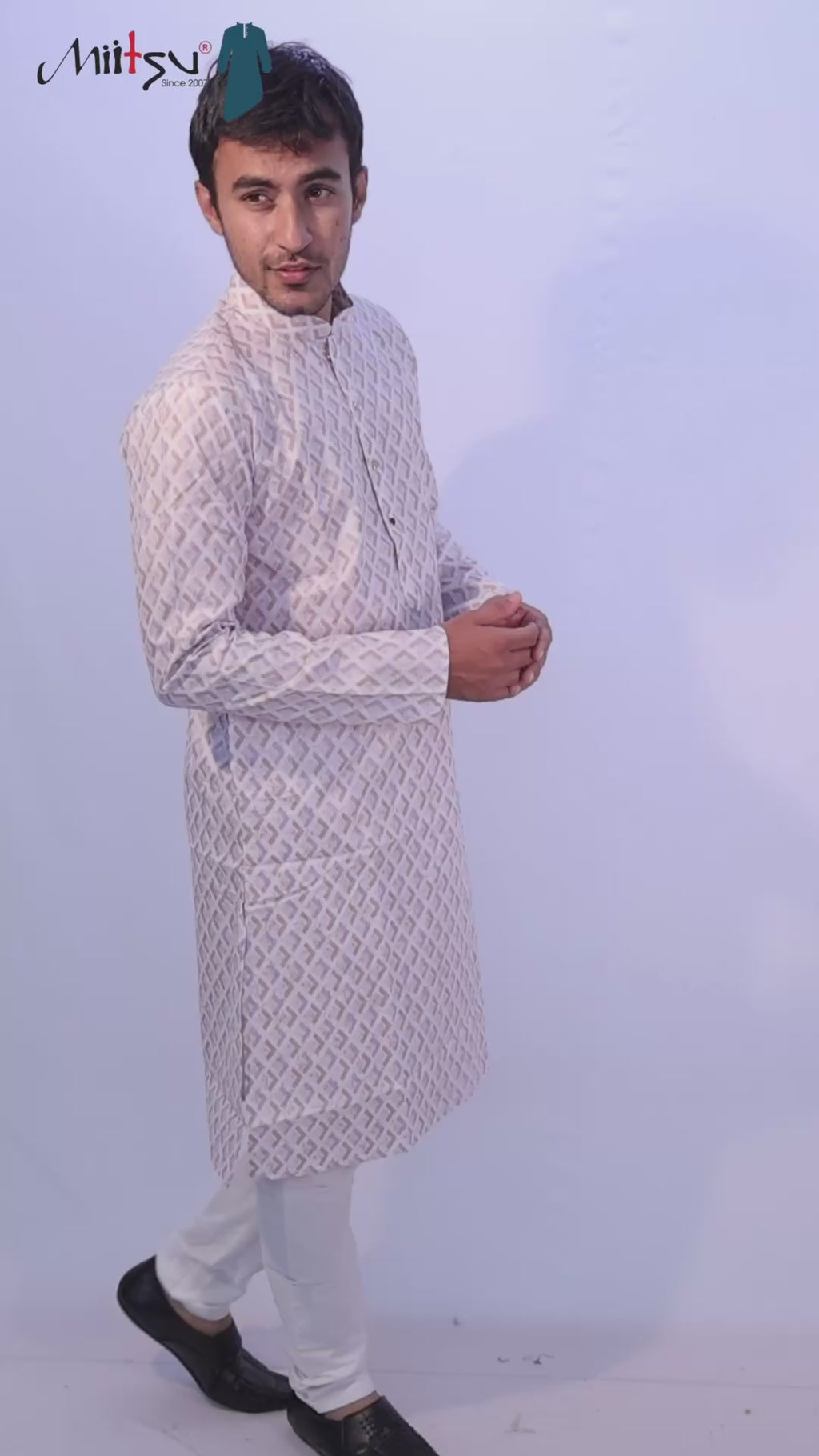 Pastel Charm Geometric Kurta (50056)