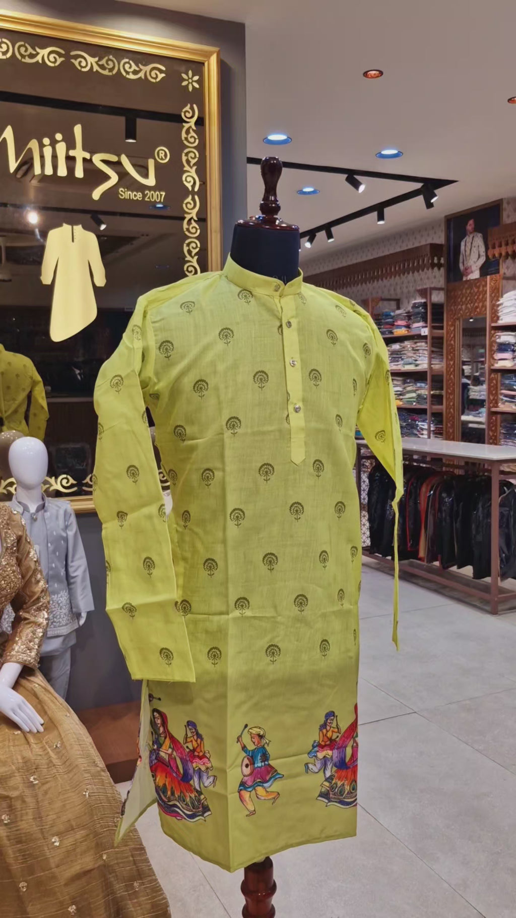 Festive Yellow Folk-Art Border Kurta(1252)