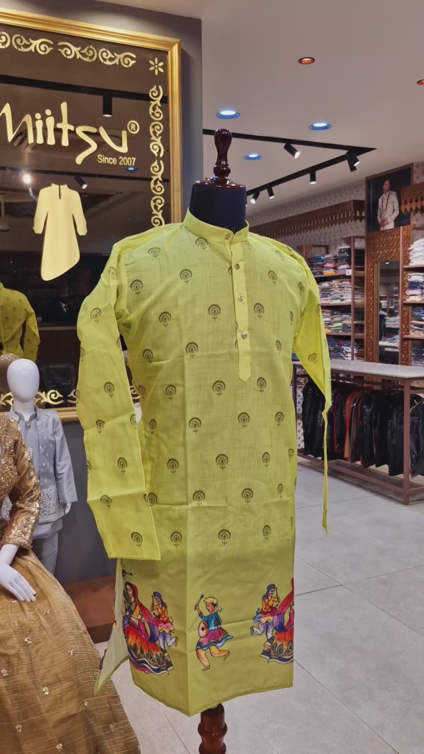 Festive Yellow Folk-Art Border Kurta(1252)