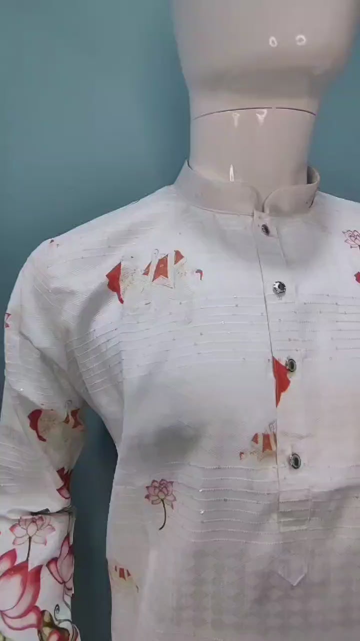 Mens Floral Print Kurta (9587)