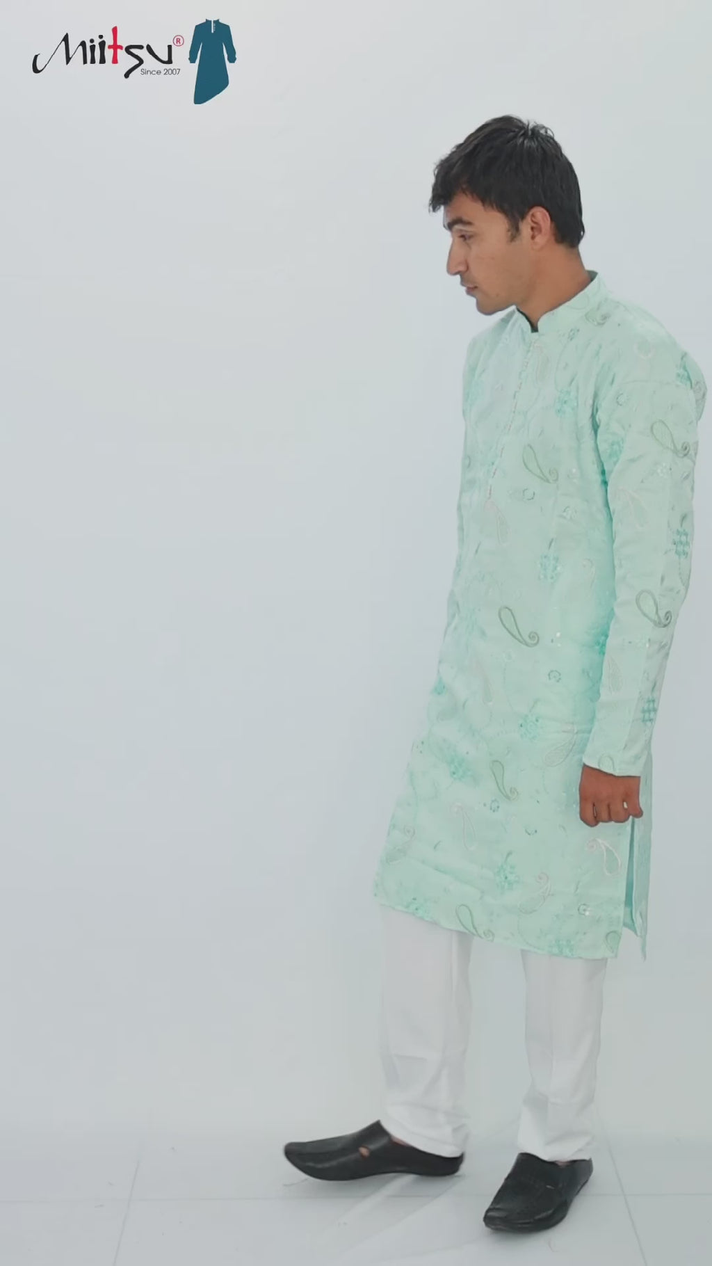 Men’s Sky Blue Embroidered Kurta Set – Festive Classic (10047)