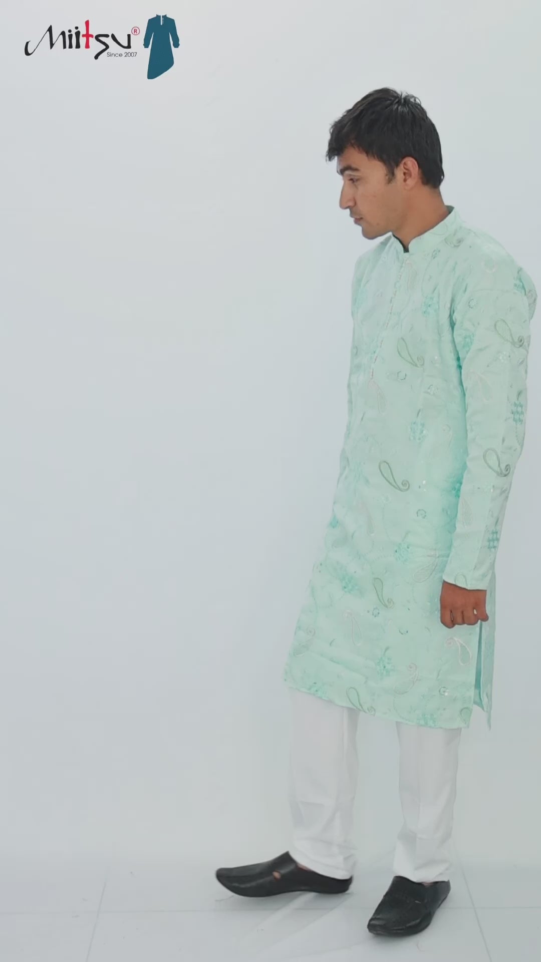 Men’s Sky Blue Embroidered Kurta Set – Festive Classic (10047)