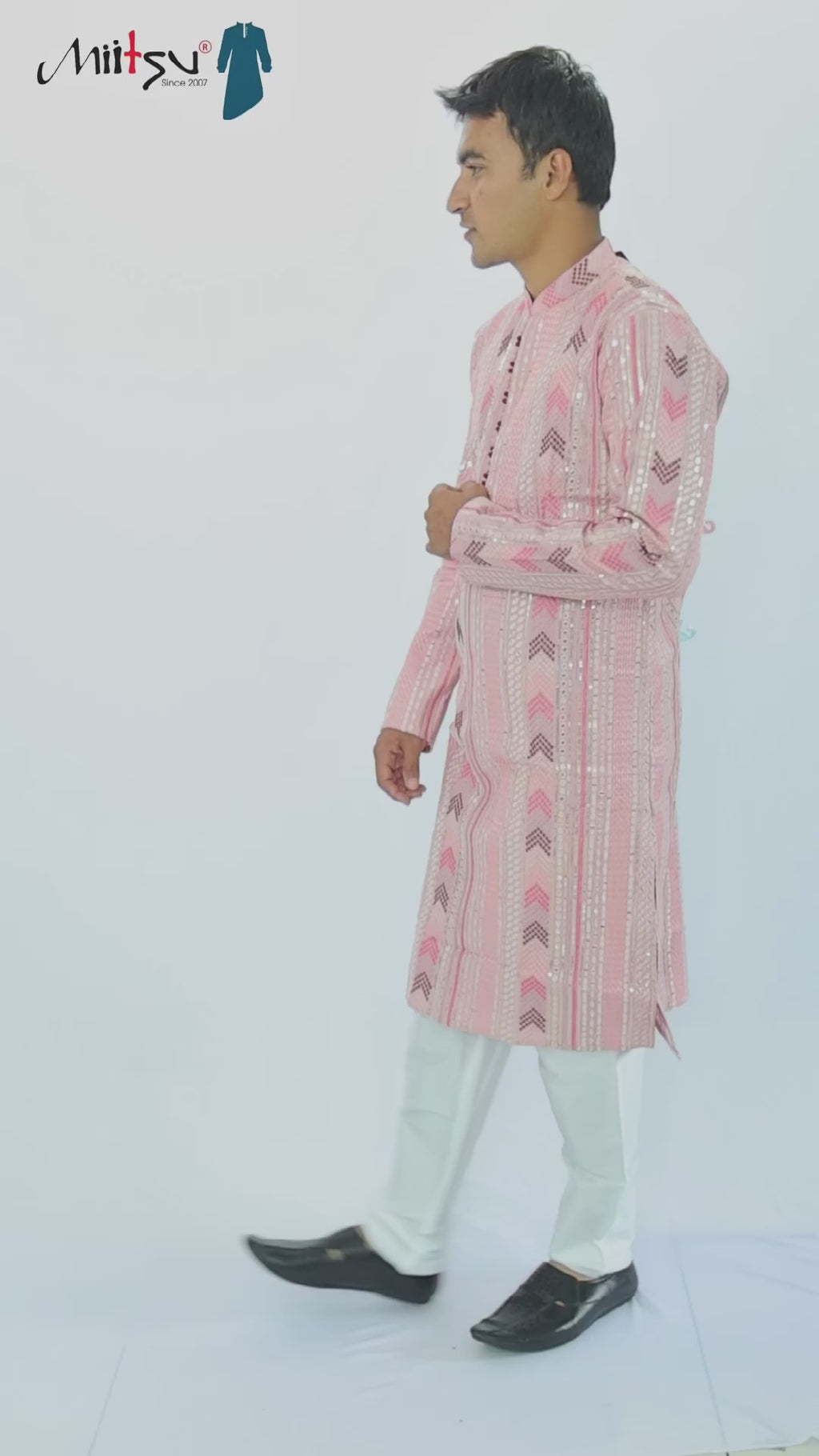 Thread Work with Mirror Lucknowi Kurta Set (5179)