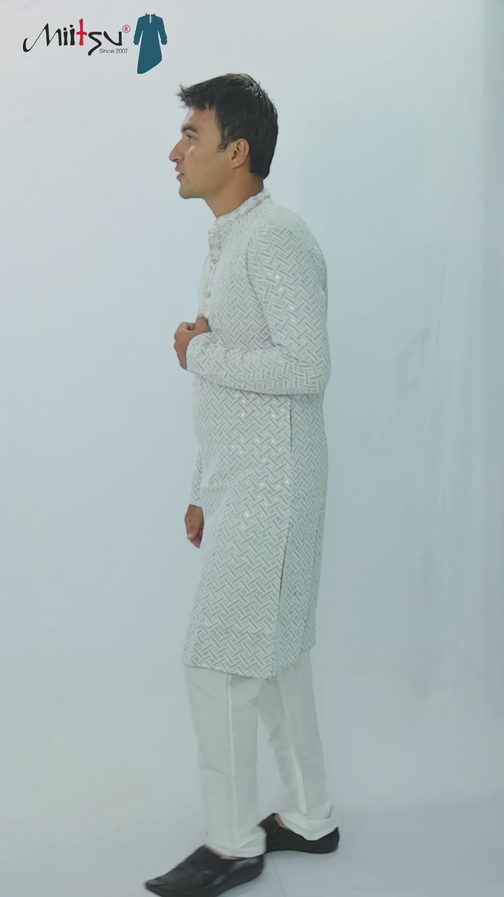 Pastel Lakhnavi Ethnic Motifs Sequinned Kurta (6332)