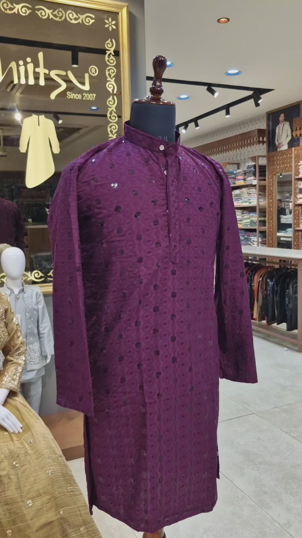 Royal Violet Mirror-Work Chikankari Kurta(70113)
