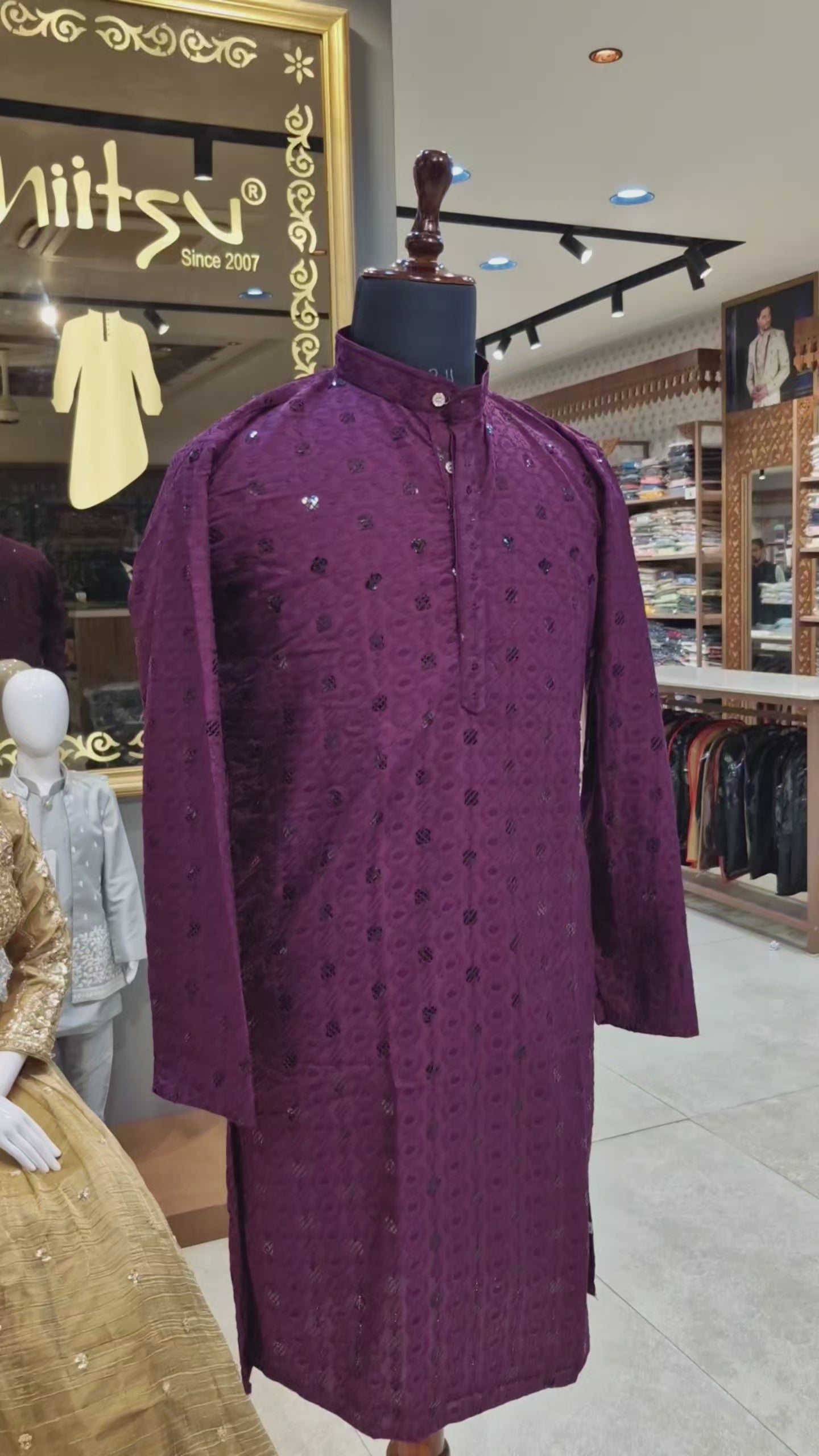 Royal Violet Mirror-Work Chikankari Kurta(70113)