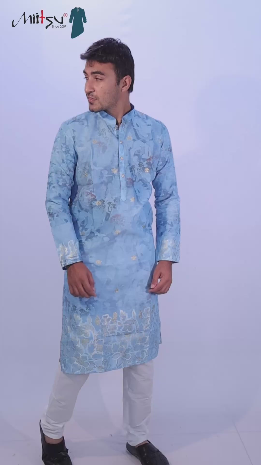 Azure Elegance Jacquard Kurta Set (50058)