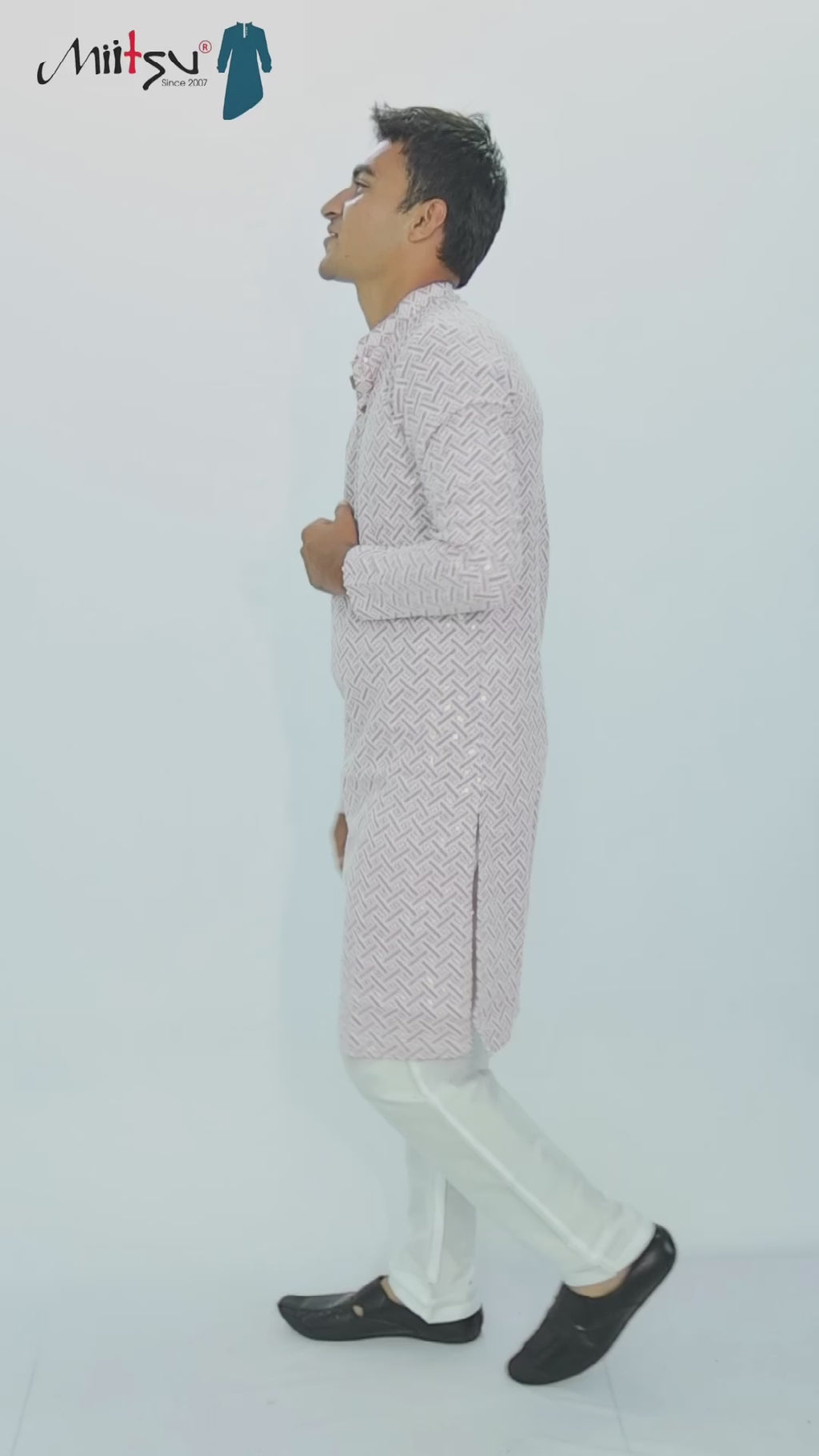 Pastel Lakhnavi Ethnic Motifs Sequinned Kurta (6332)