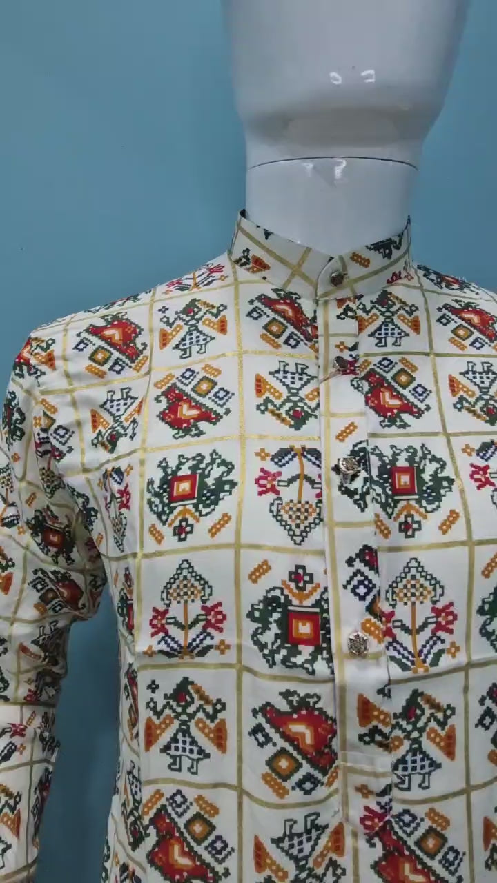 Men's Patoda Print Multicolourd Kurta(2409)