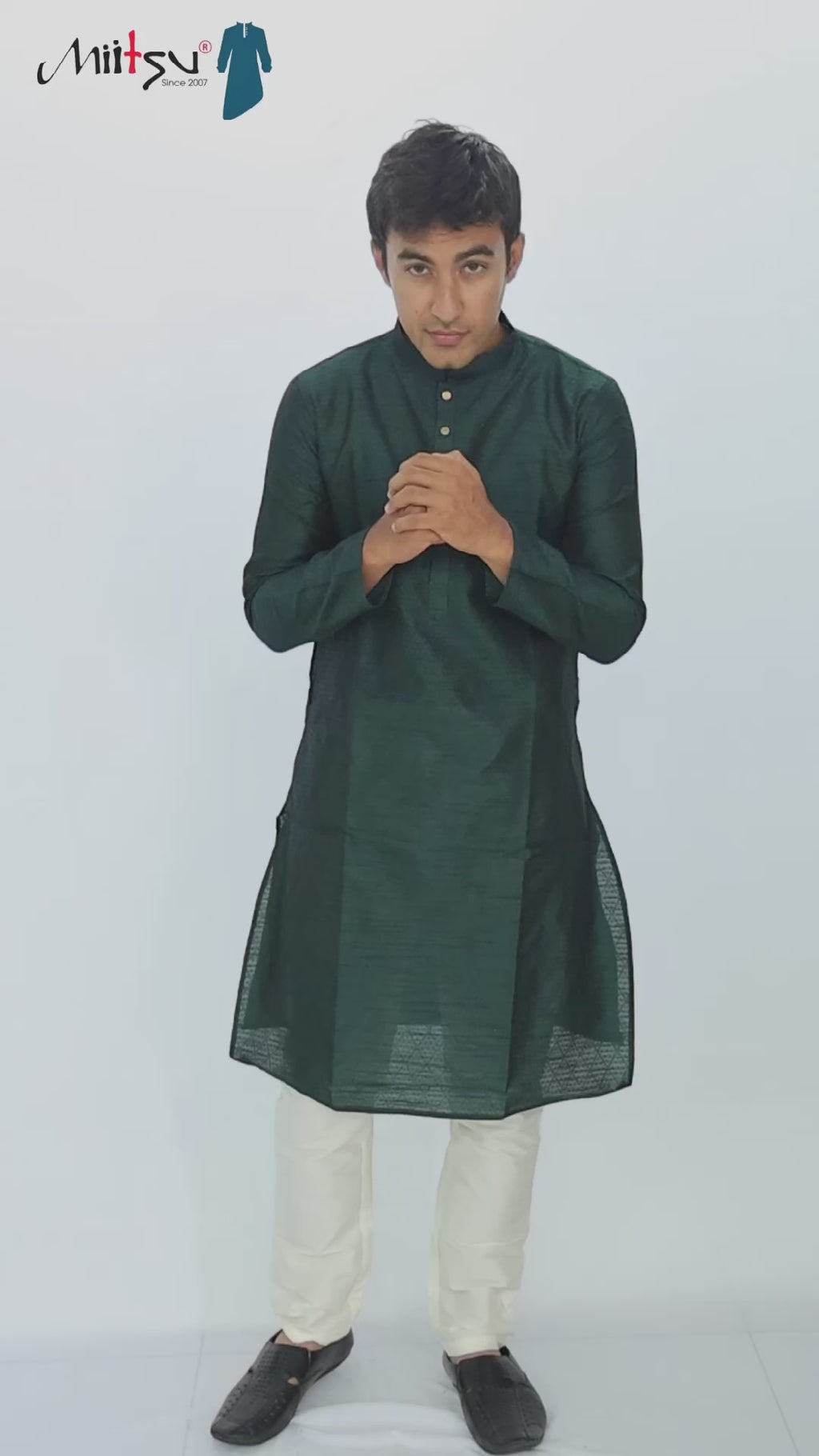 Men's Classic Dark Green Cotton Kurta (2299)
