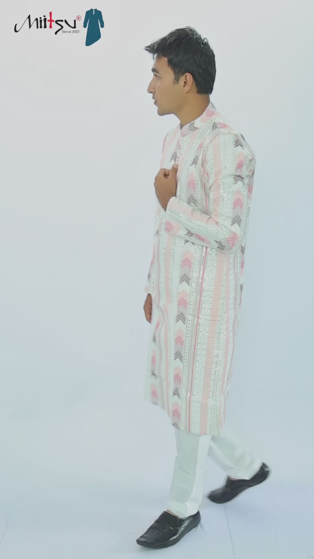 Thread Work with Mirror Lucknowi Kurta Set (5179)