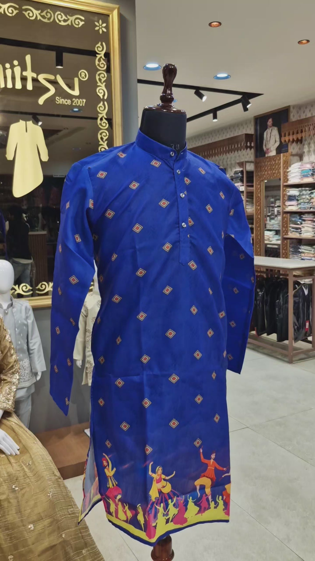 Royal Blue Festive Garba Print Kurta(1252)
