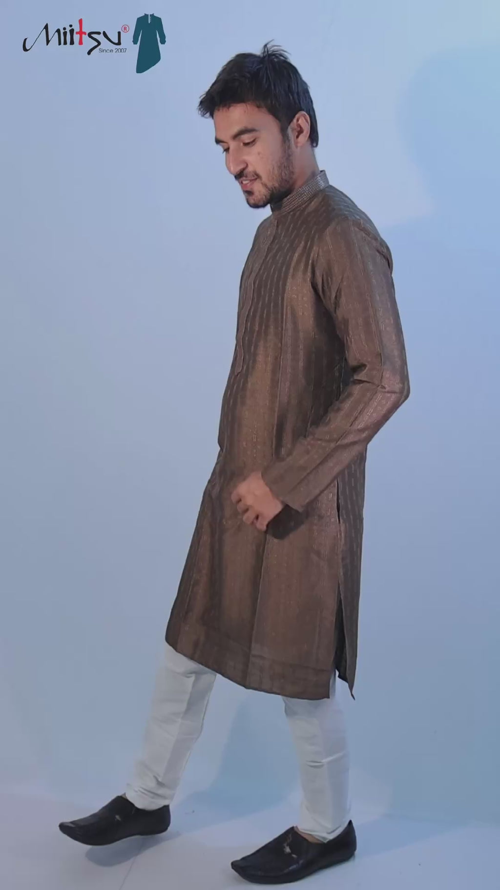 Classic Coffee Brown Textured Kurta (7396)