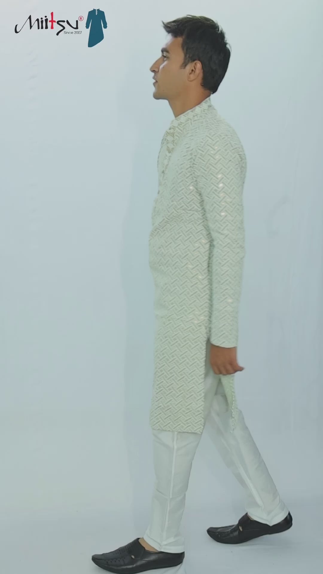 Pastel Lakhnavi Ethnic Motifs Sequinned Kurta (6332)