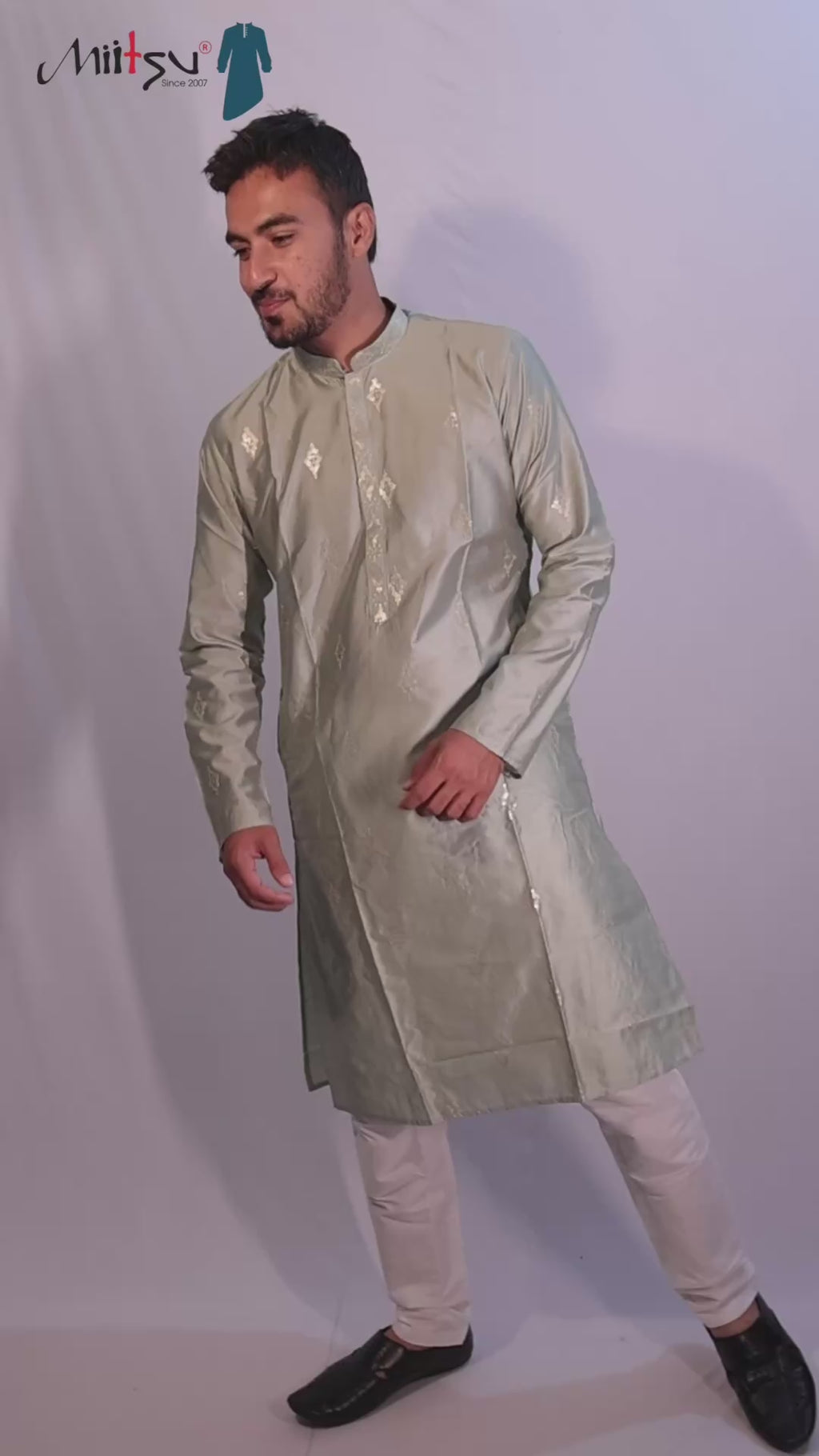 Silver Pista Grace Lilen Kurta Set (10086)