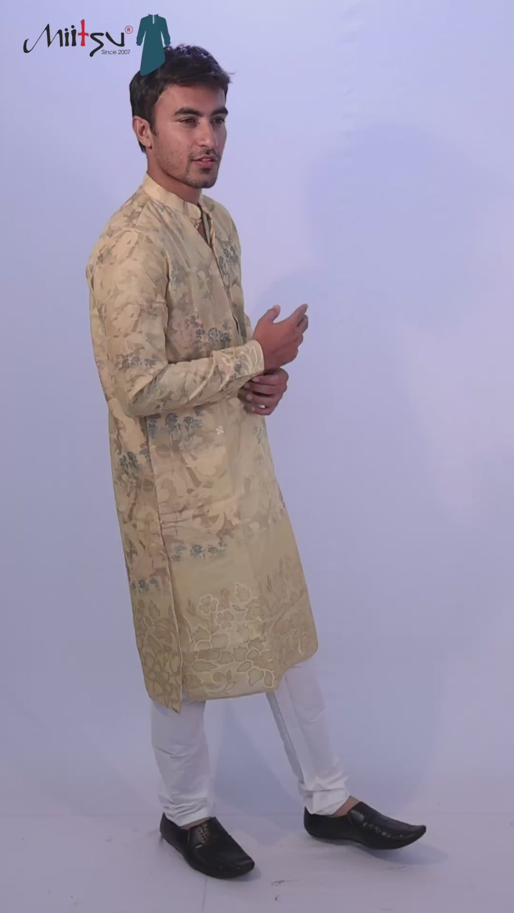 Golden Blossom Silk Kurta Set (50058)