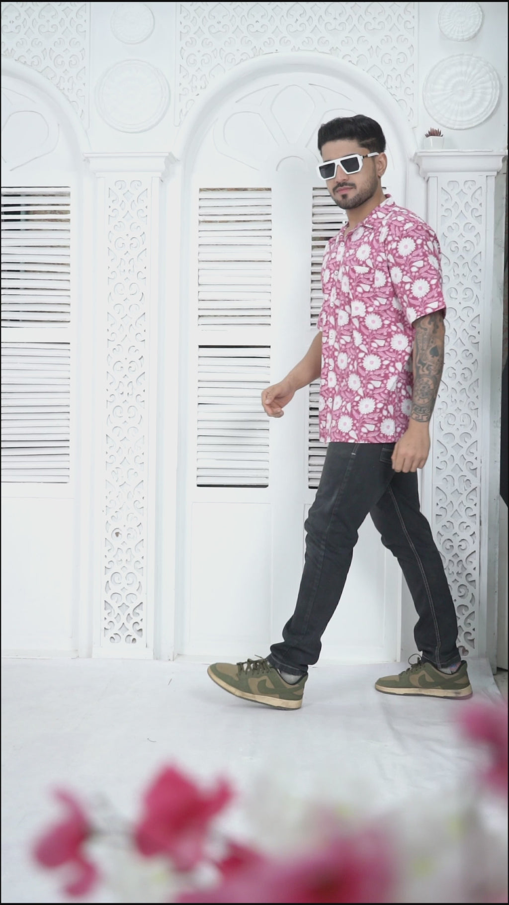 Crimson Bloom Ajrakh Printed Casual Shirt (1102)