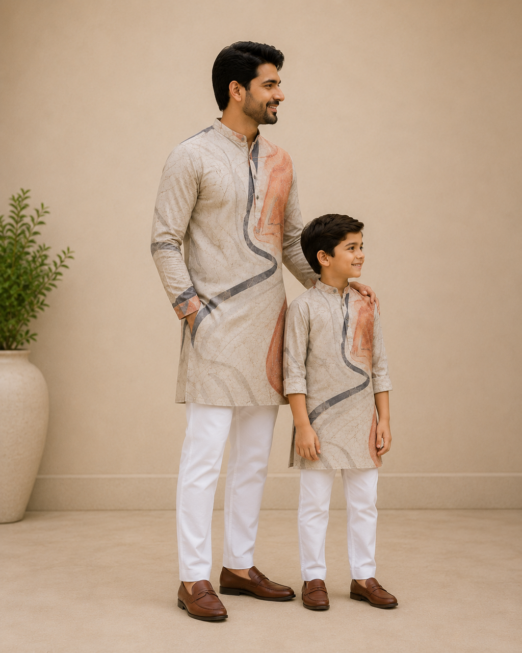 Mitsu Father-Son Abstract Print Kurta – Premium Festive Collection (6082)