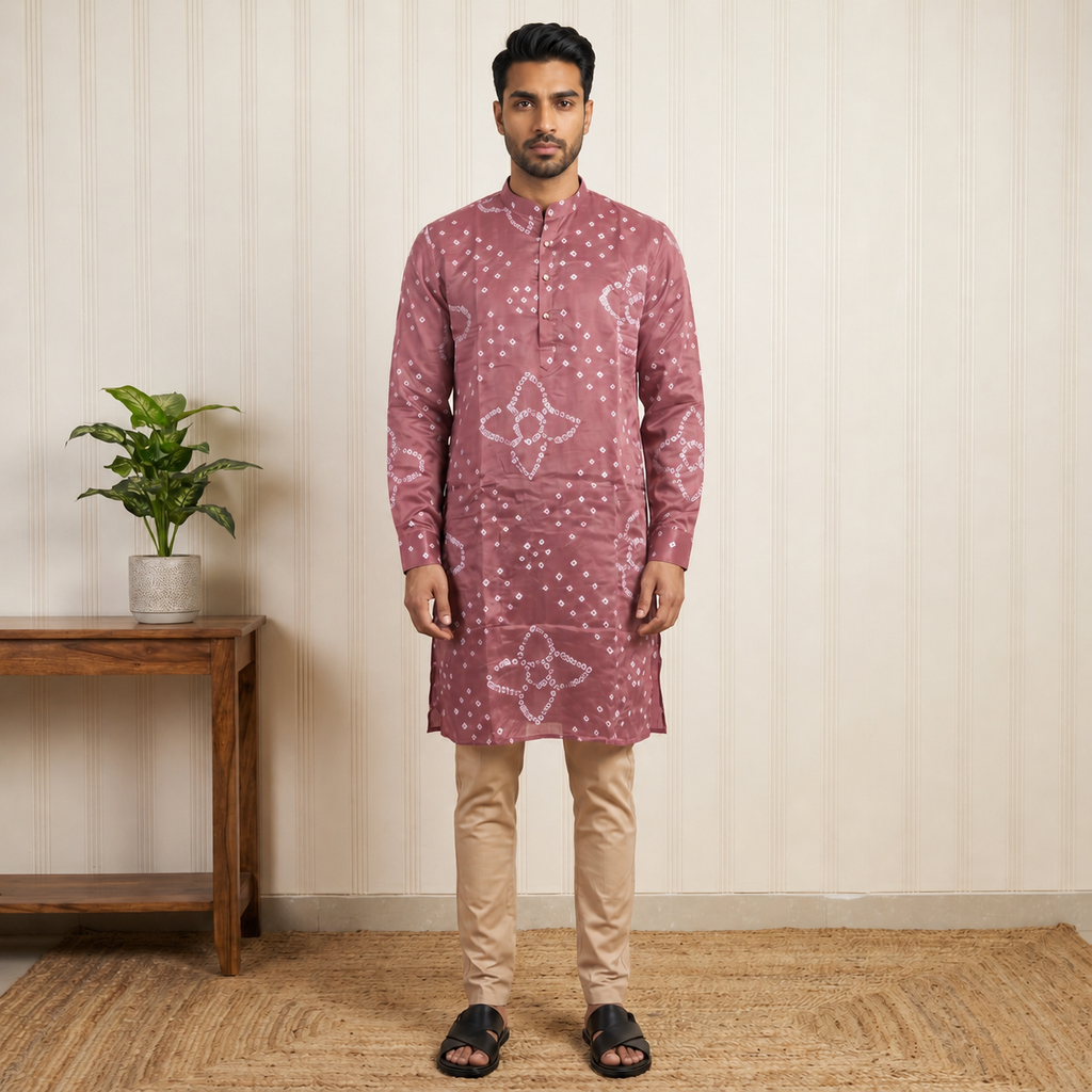Mauve Bandhani Inspired Premium Ethnic Wear (2709)