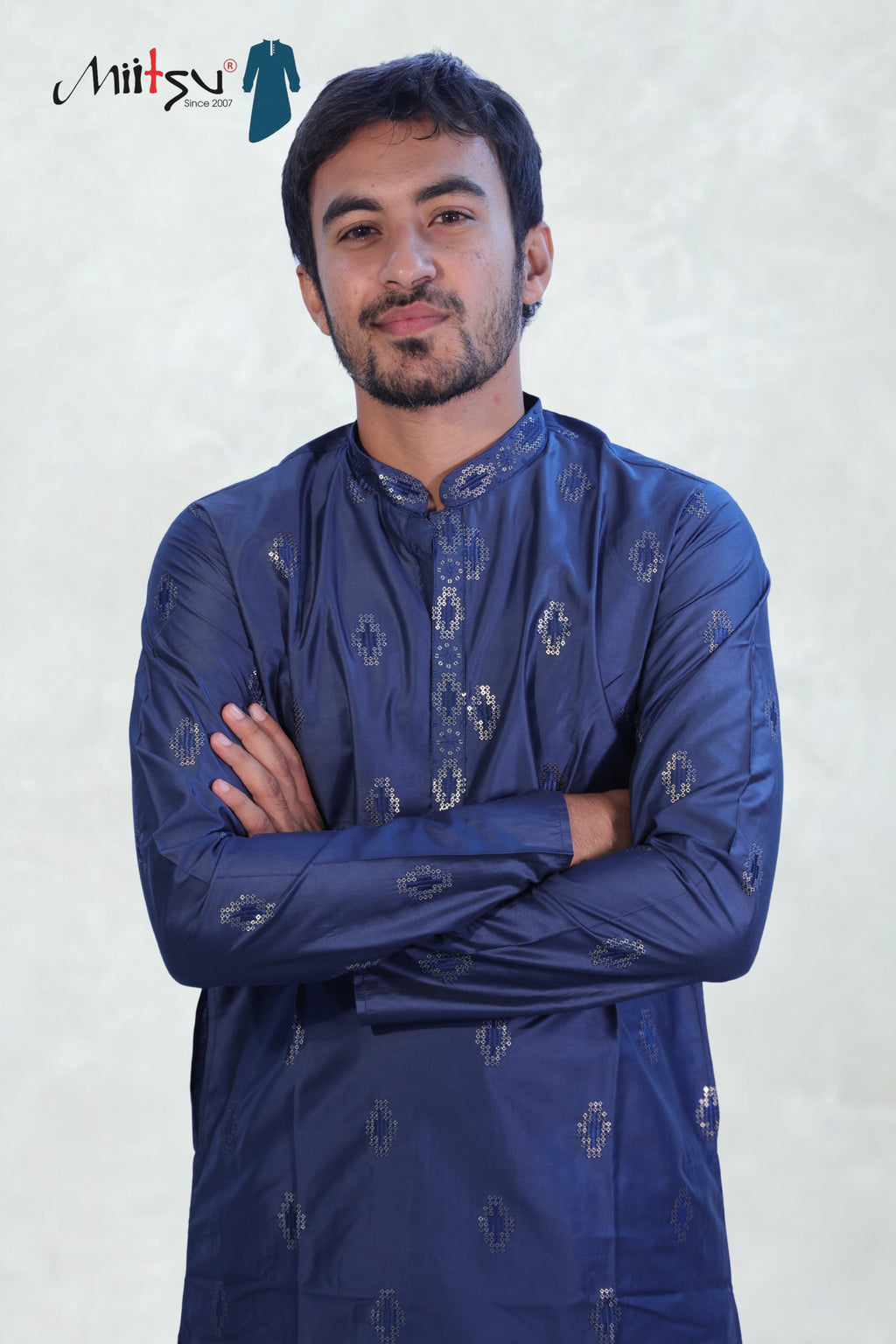 Blue Elegance Sequin Embroidered Kurta Set(10085)