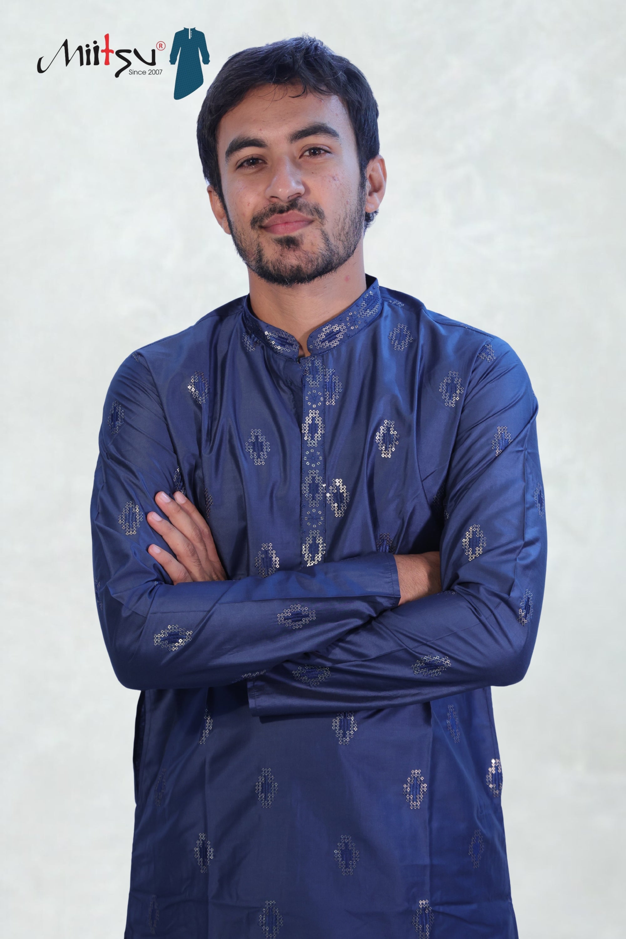 Blue Elegance Sequin Embroidered Kurta Set(10085)