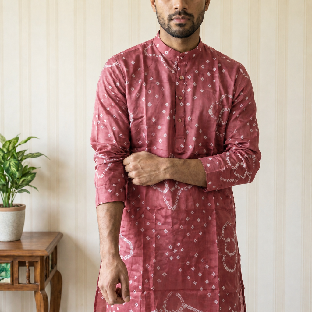 Mauve Bandhani Inspired Premium Ethnic Wear (2709)