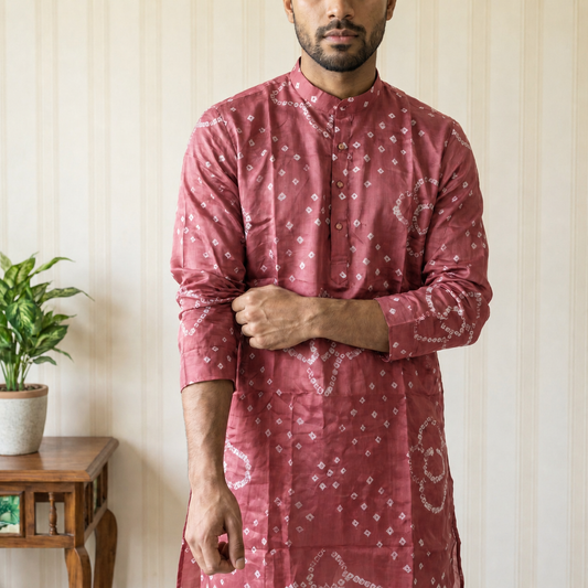 Mauve Bandhani Inspired Premium Ethnic Wear (2709)