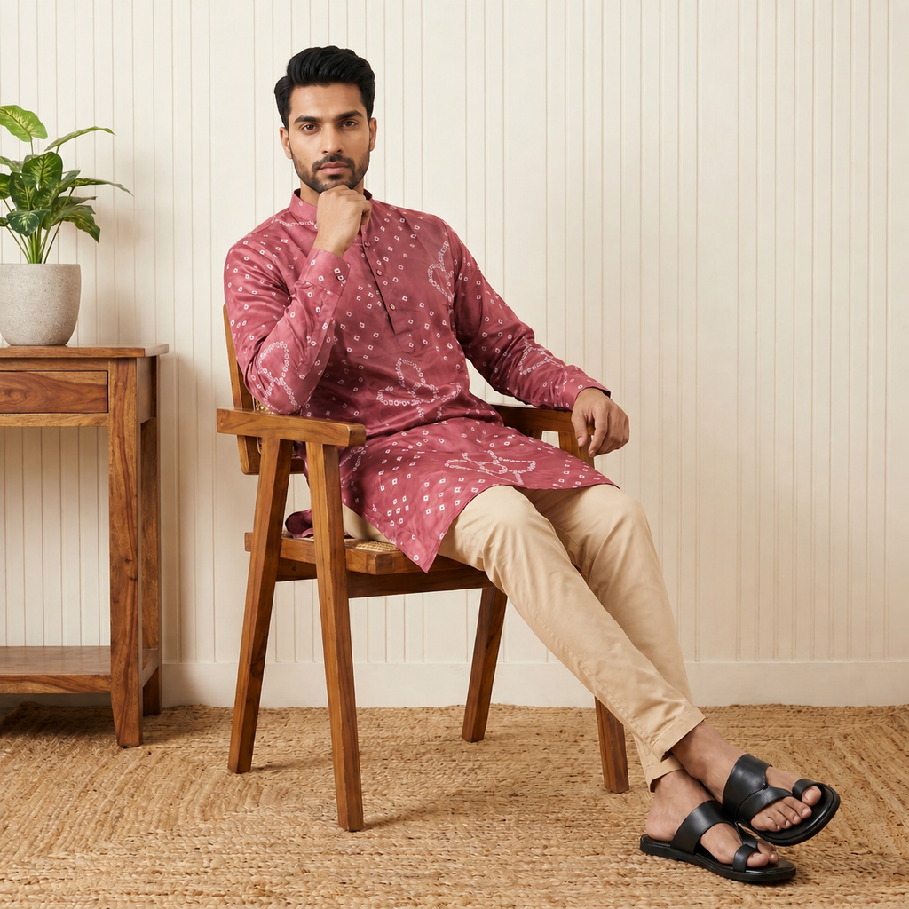 Mauve Bandhani Inspired Premium Ethnic Wear (2709)