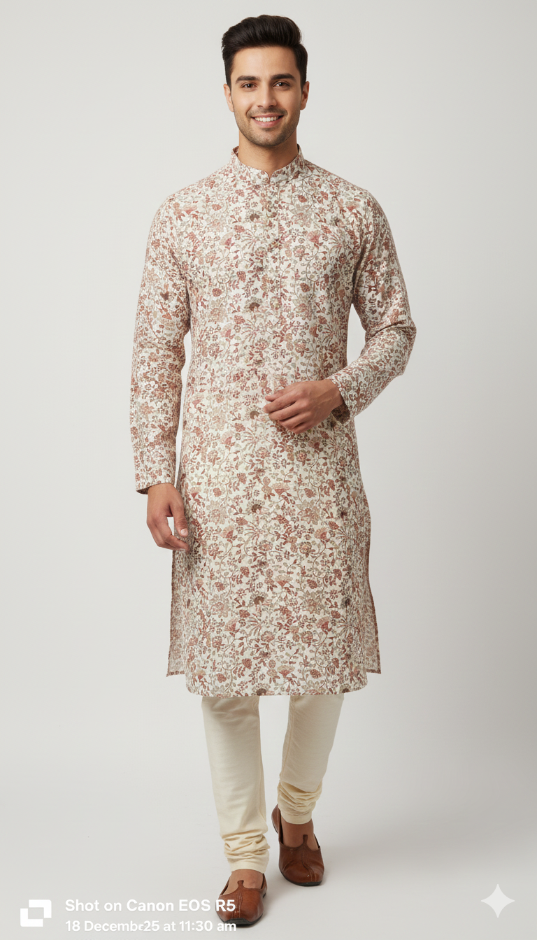 Blush Bloom Floral Kurta – Timeless Garden Edit (20158)