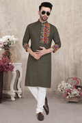 Light Brown Kutchi Traditional Men's Kurta(4052)
