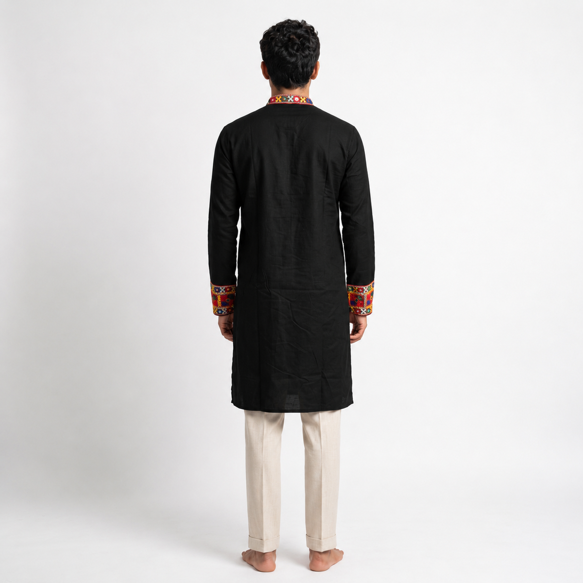 Black Kutchi Mirror-Work Kurta (2878)
