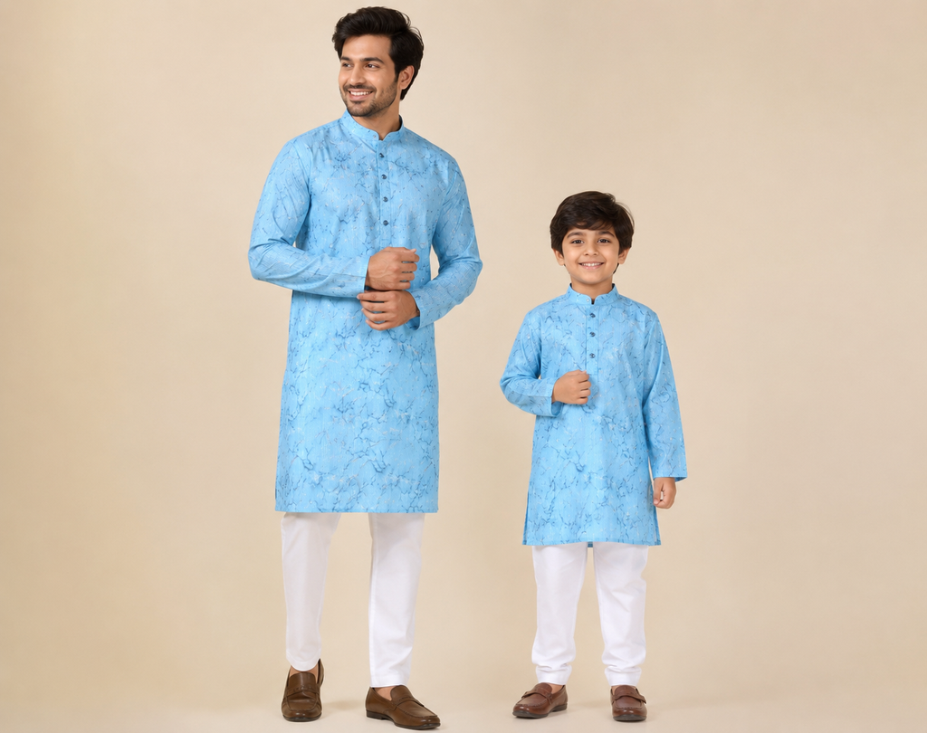Sky Blue Father-Son Matching Kurta (4545)