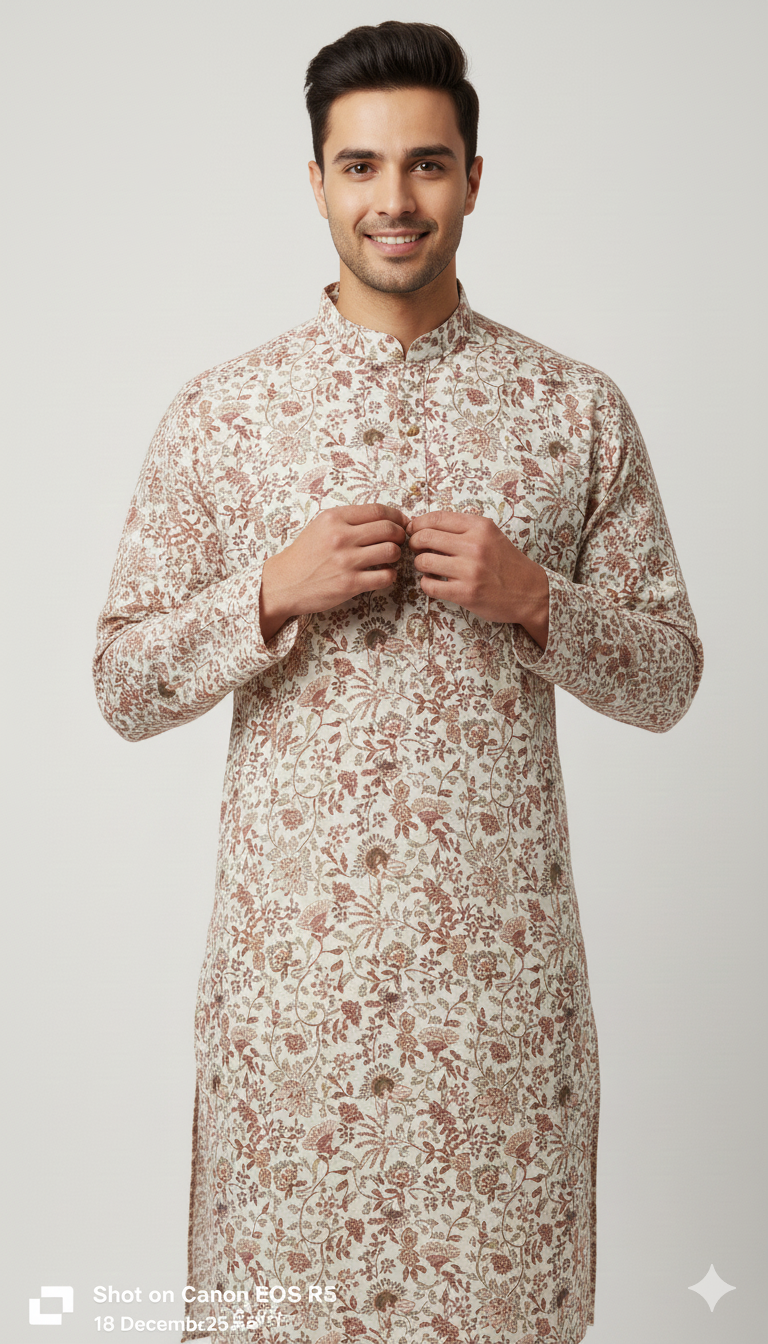 Blush Bloom Floral Kurta – Timeless Garden Edit (20158)