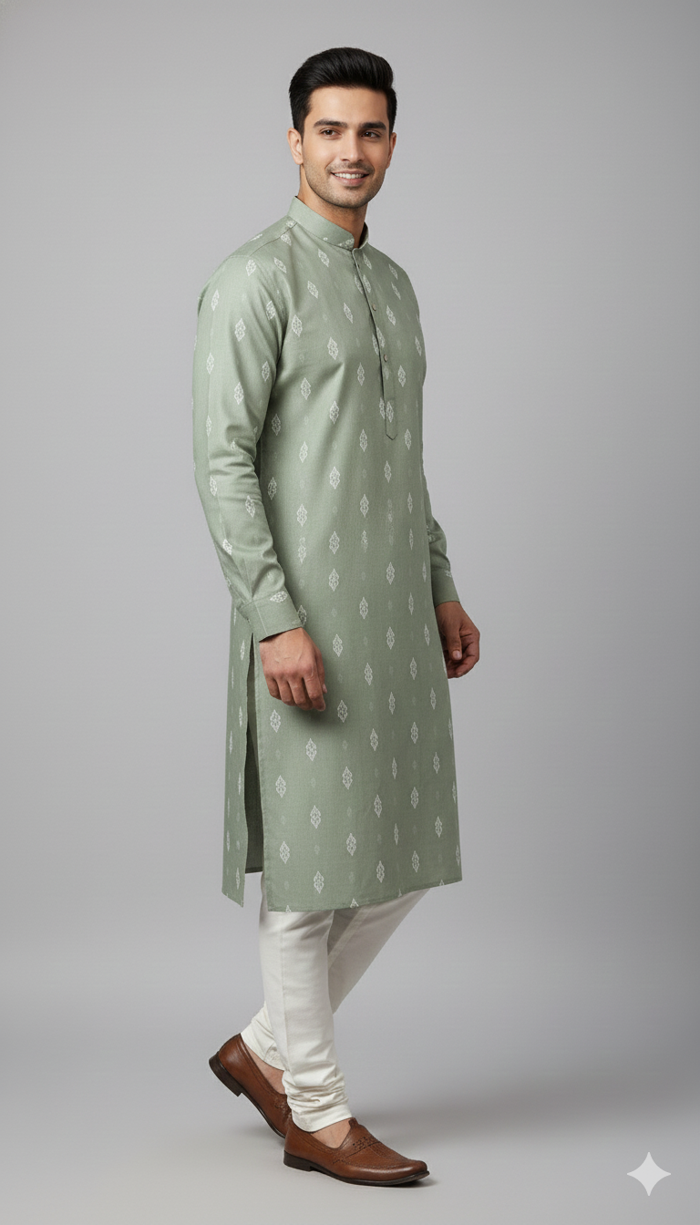 Sage Green Minimal Motif Kurta (20265)