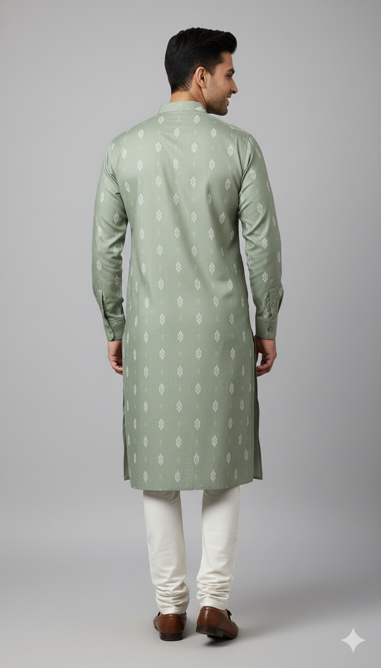 Sage Green Minimal Motif Kurta (20265)