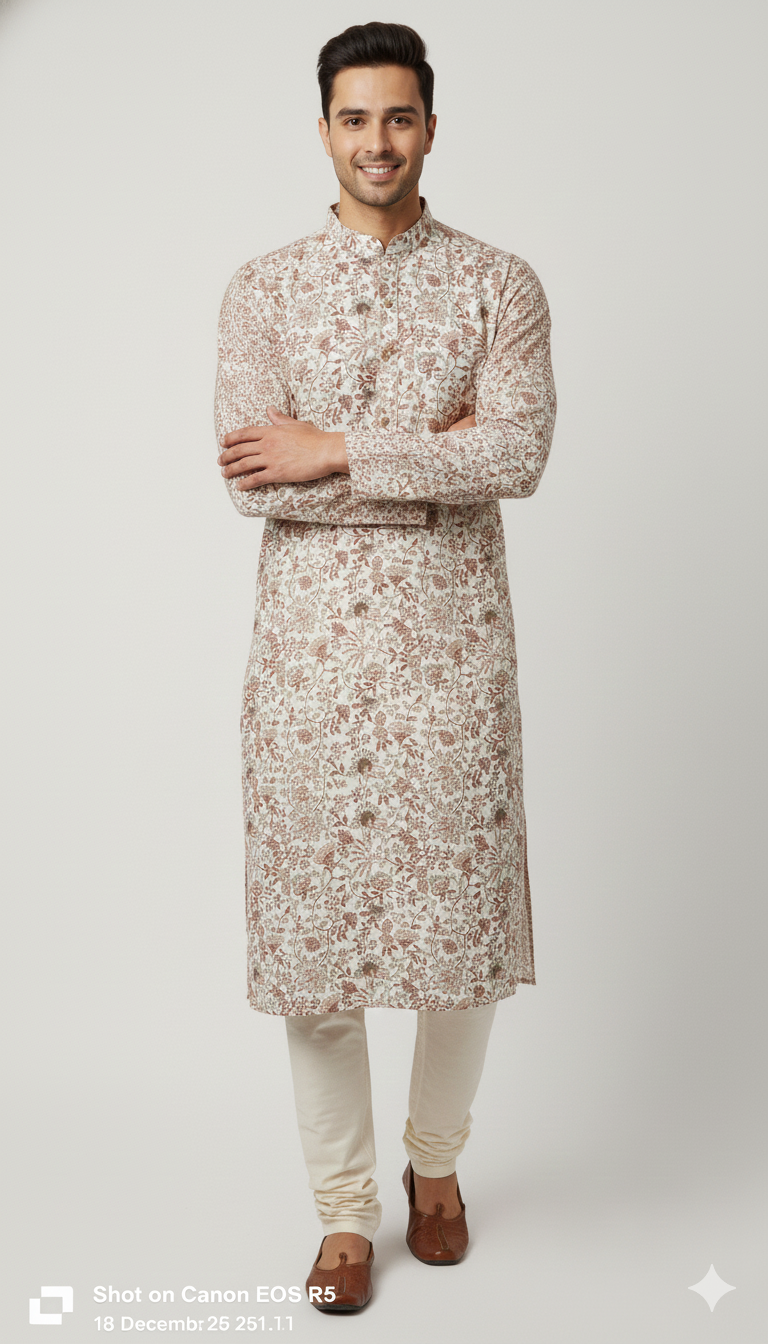 Blush Bloom Floral Kurta – Timeless Garden Edit (20158)