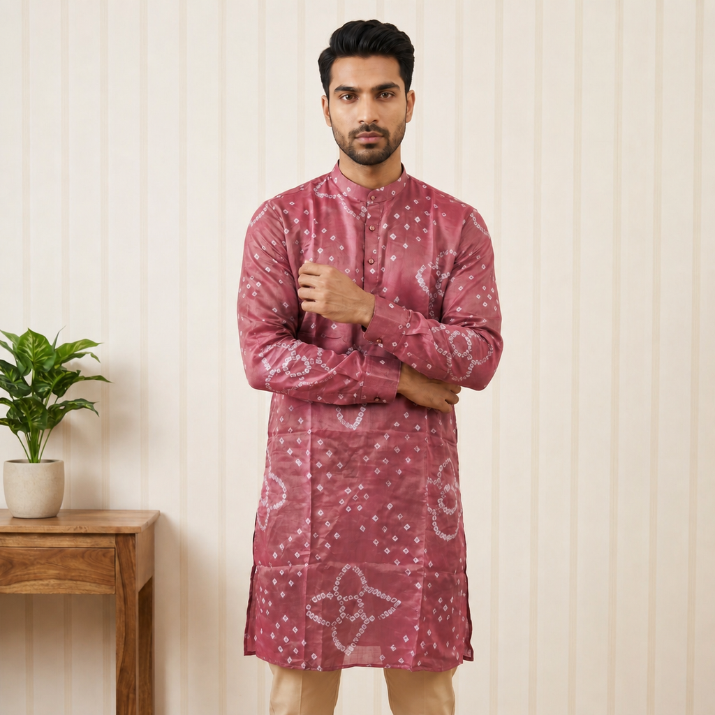 Mauve Bandhani Inspired Premium Ethnic Wear (2709)