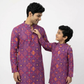 Royal Purple Bandhani Printed Twinning Cotton Kurta (2228)